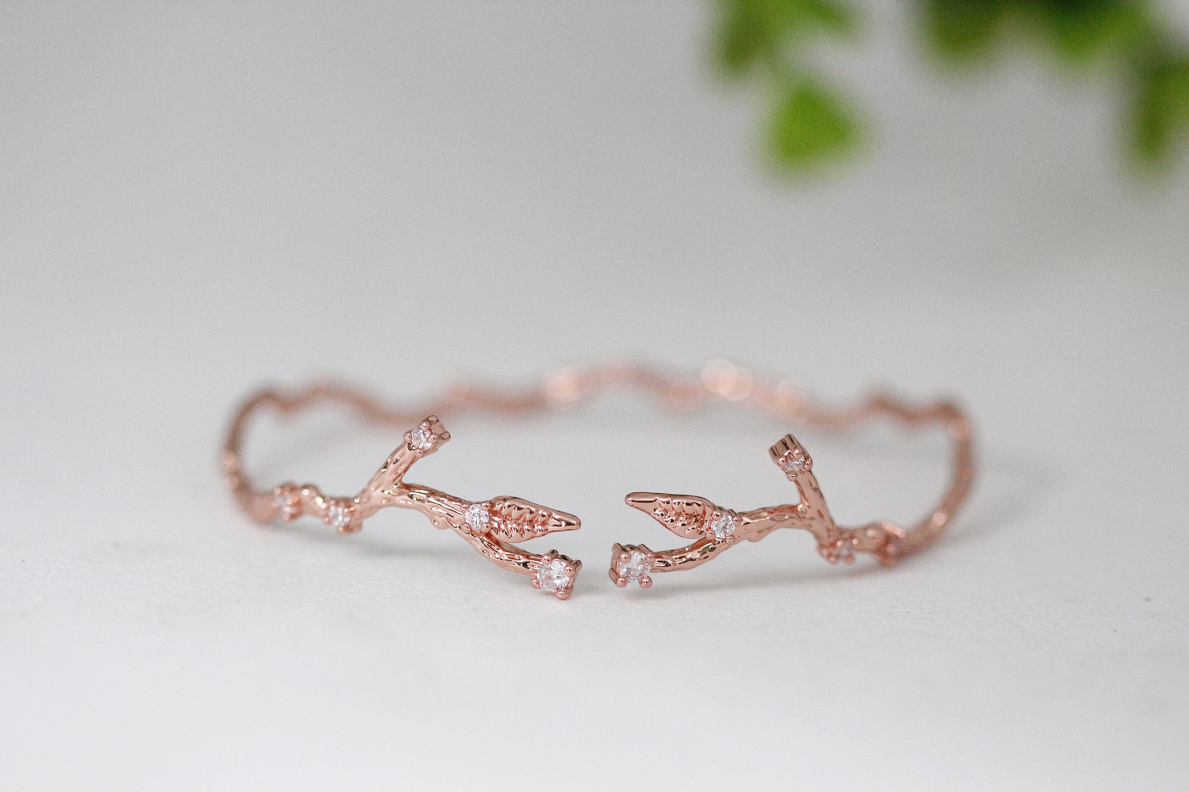 Rustic Dainty Branch Crystals Bracelet