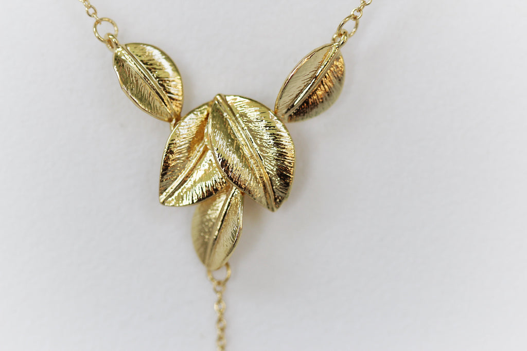 Cluster Leaves Drop Lariat Necklace