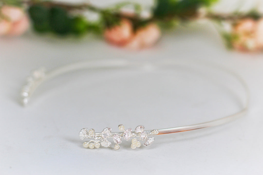 Ginkgo Leaves with Pearls Goddess Crown