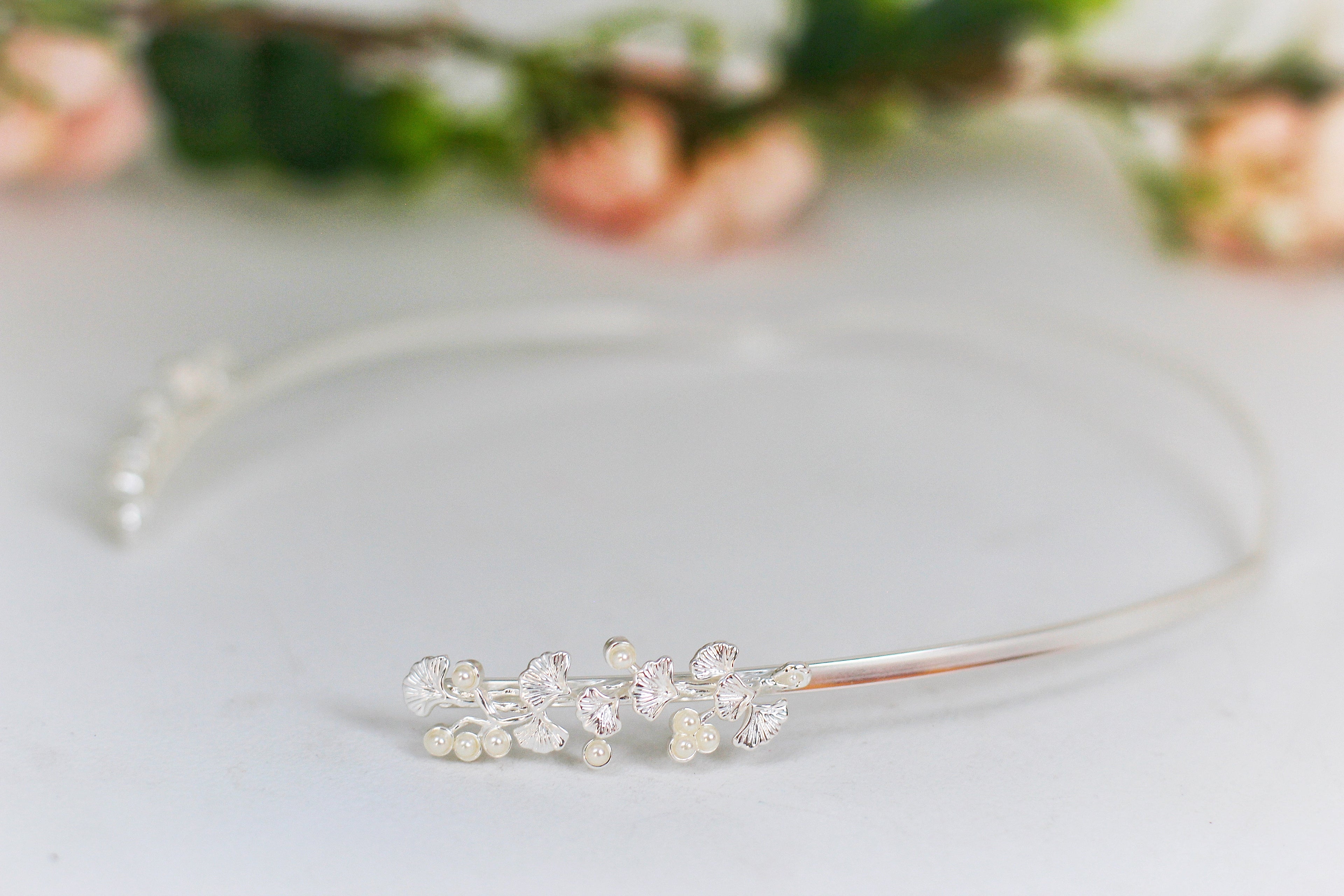 Ginkgo Leaves with Pearls Goddess Crown