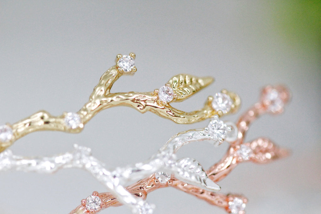 Rustic Branch with Crystals Armband