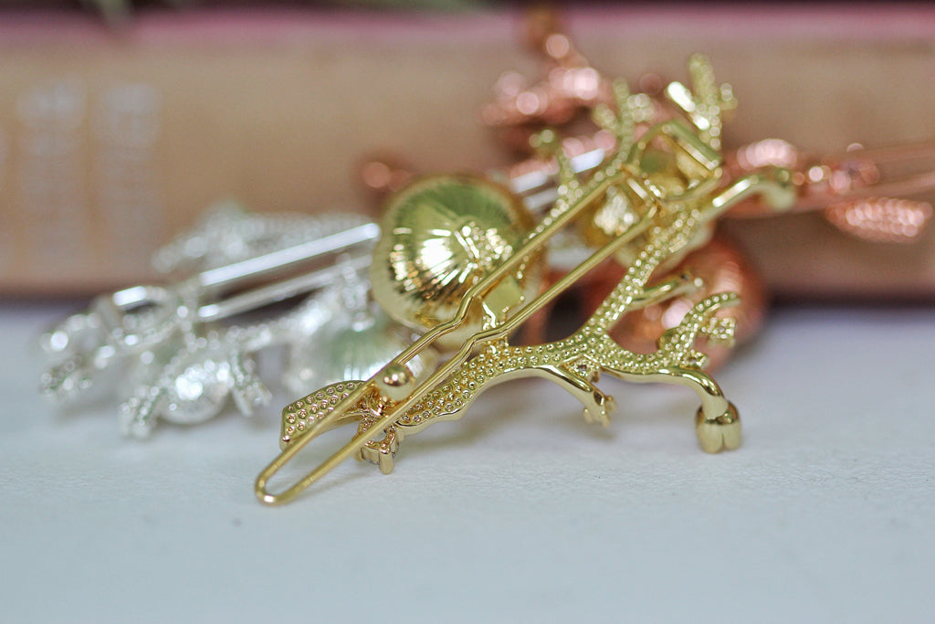 Hibiscus Flowers Pearls & Crystals Barrette