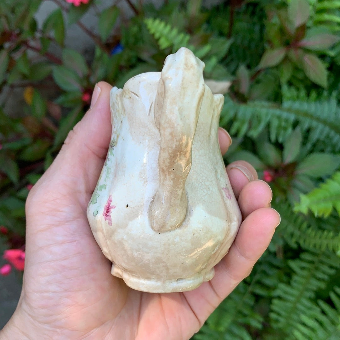 Antique Small Floral Rustic Porcelain Vase