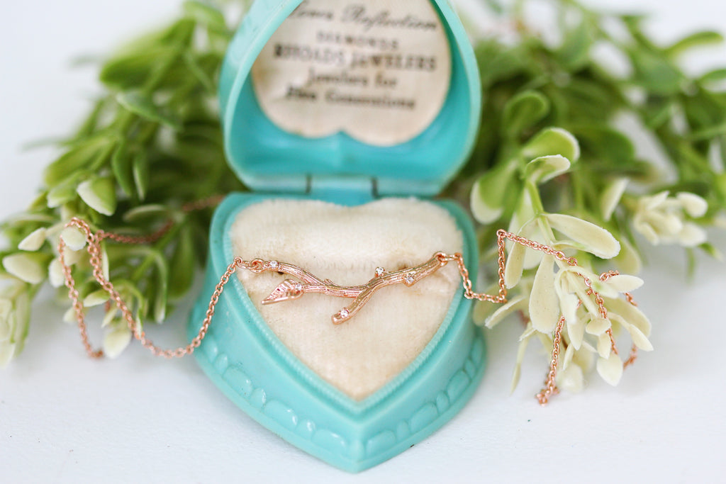 Crystals Branch with Leaf Necklace