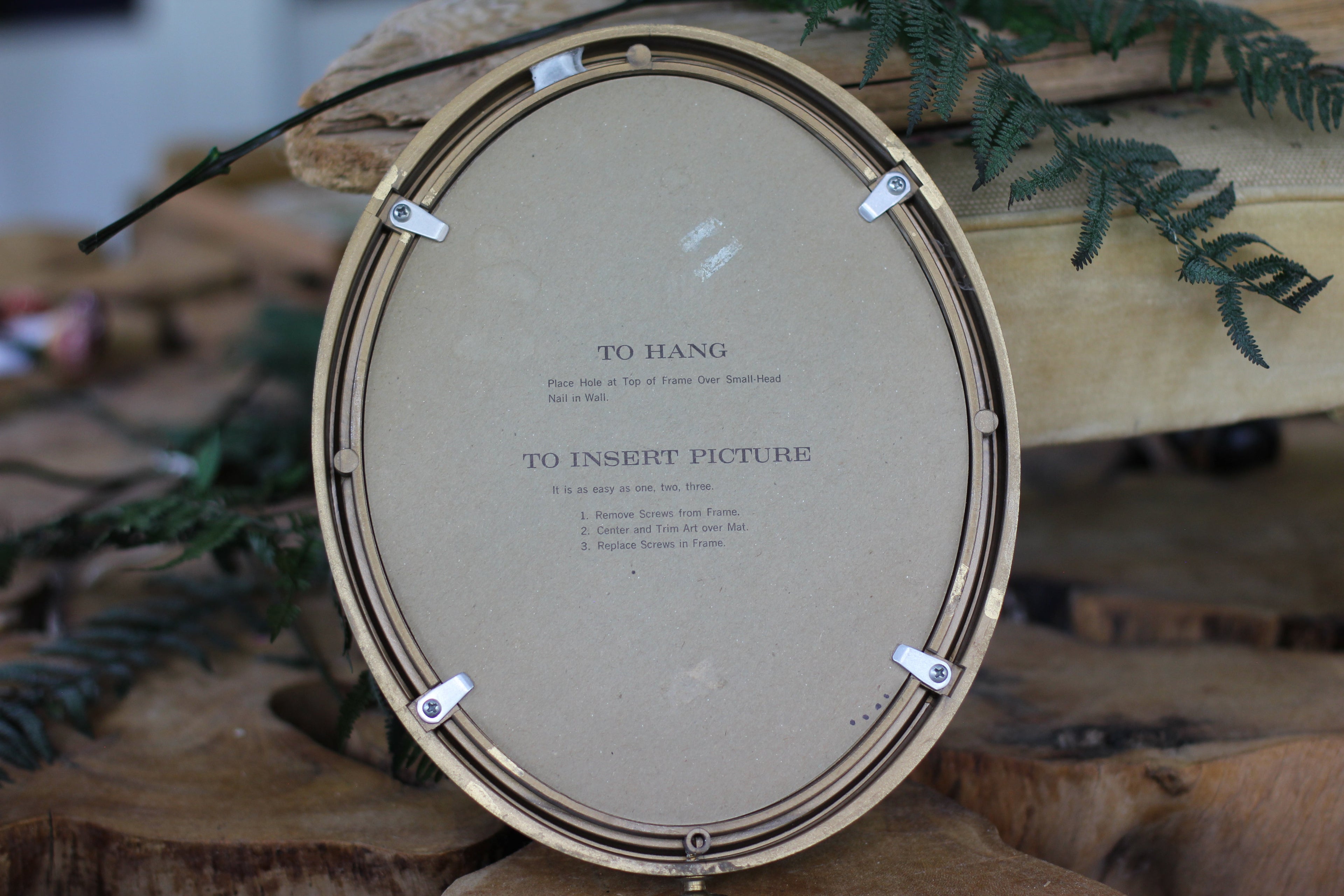 Vintage Oval Pressed Flowers Framed Collage