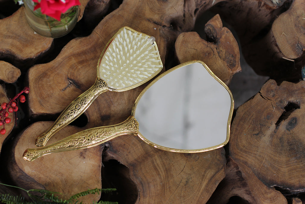 Antique Raised Dogwood & Birds Vanity Set