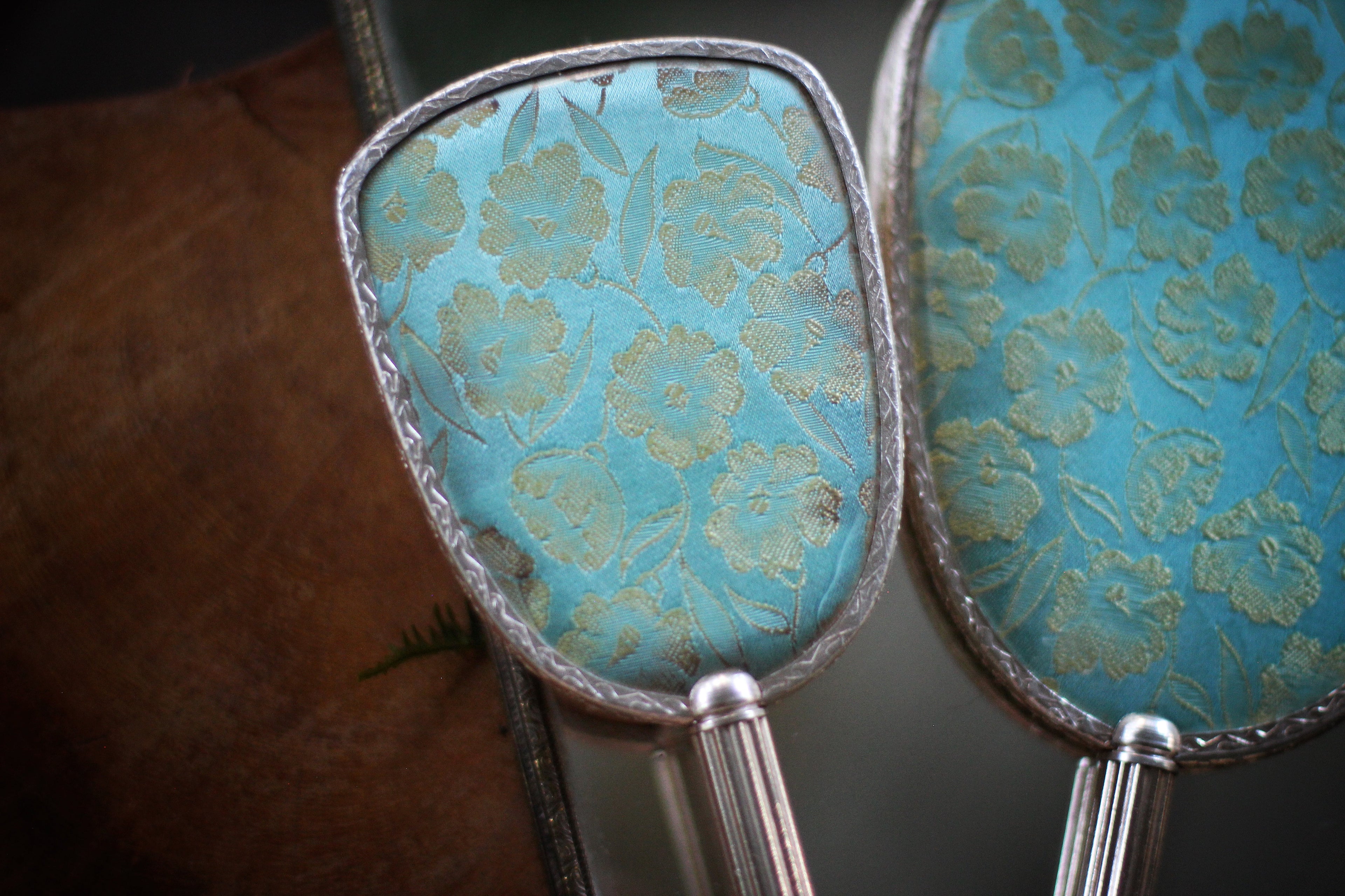 Antique Turquoise Floral Vanity Set