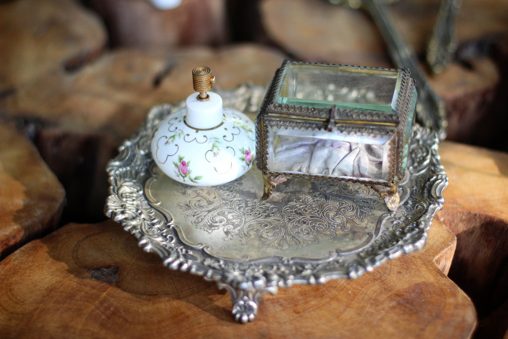 Antique Ornate Silver Claw feet Tray