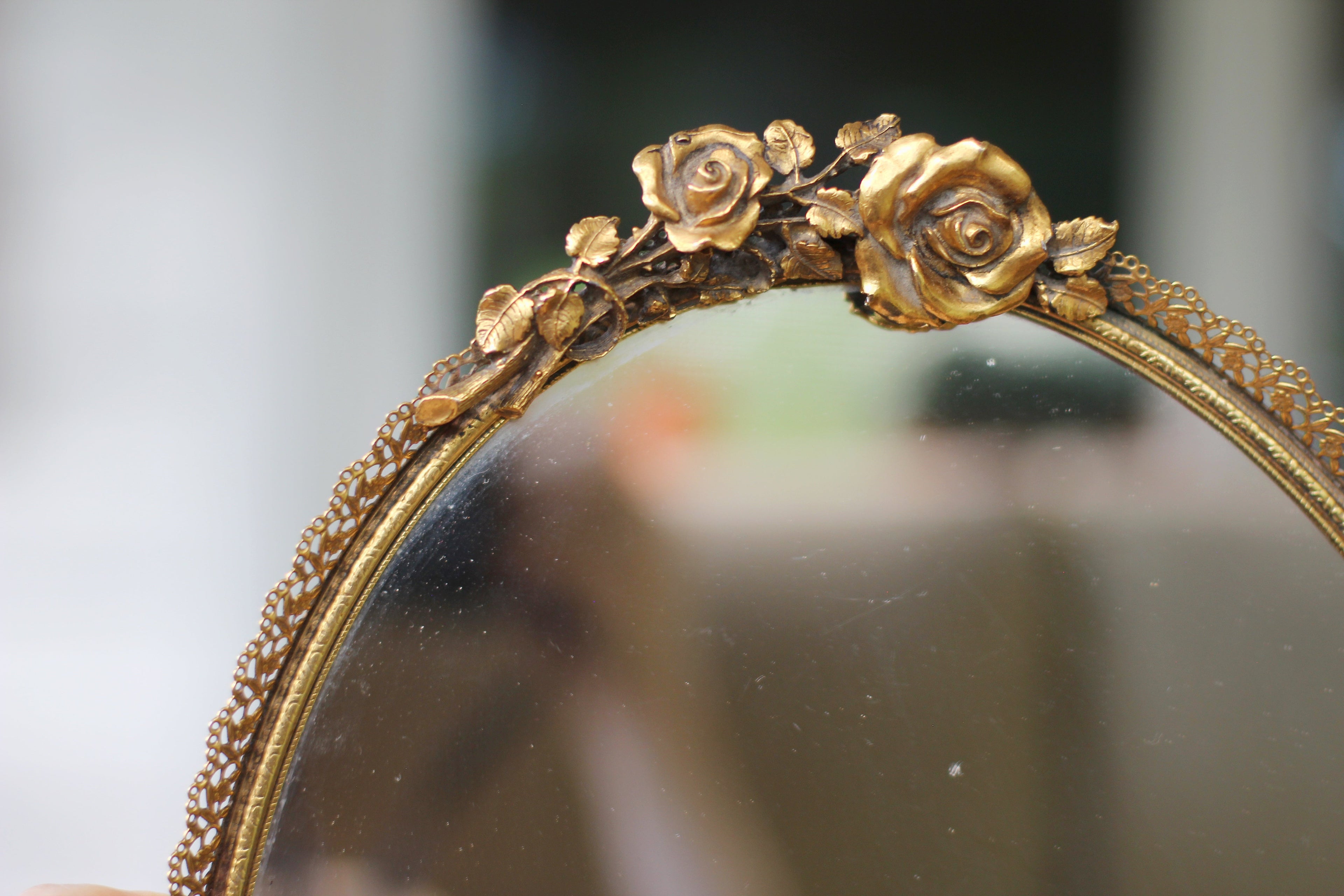 Antique Roses Mirror Tray