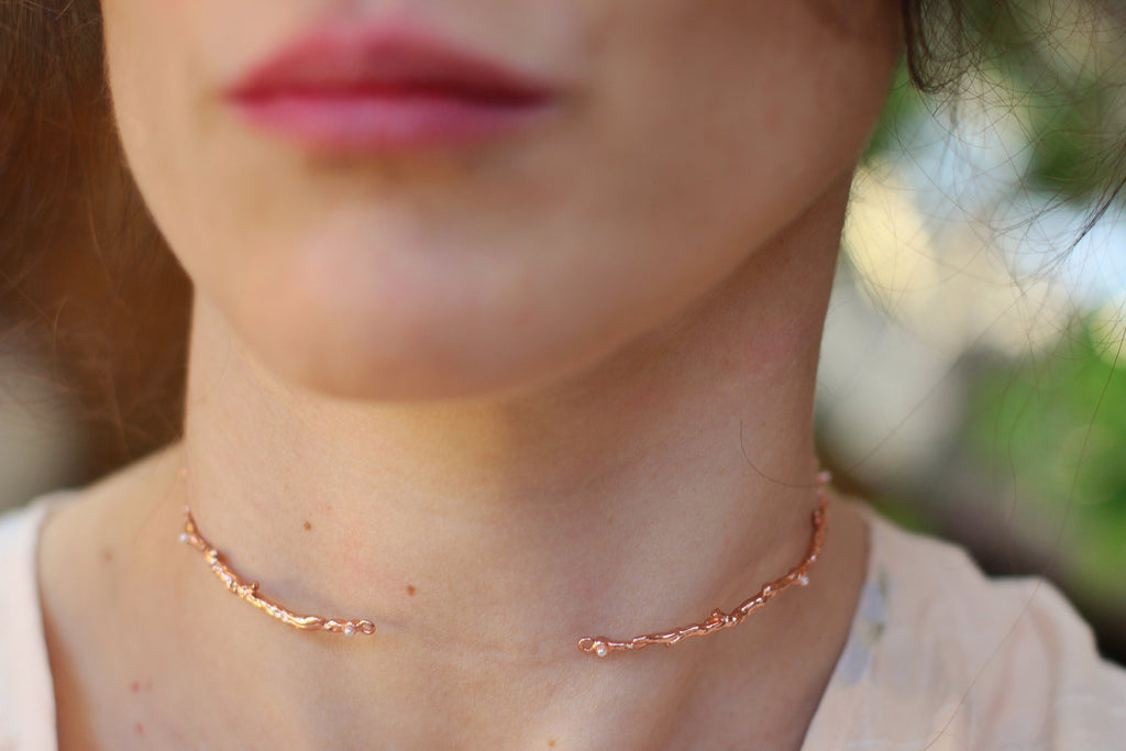 Rustic Branch with Seed Pearls Choker
