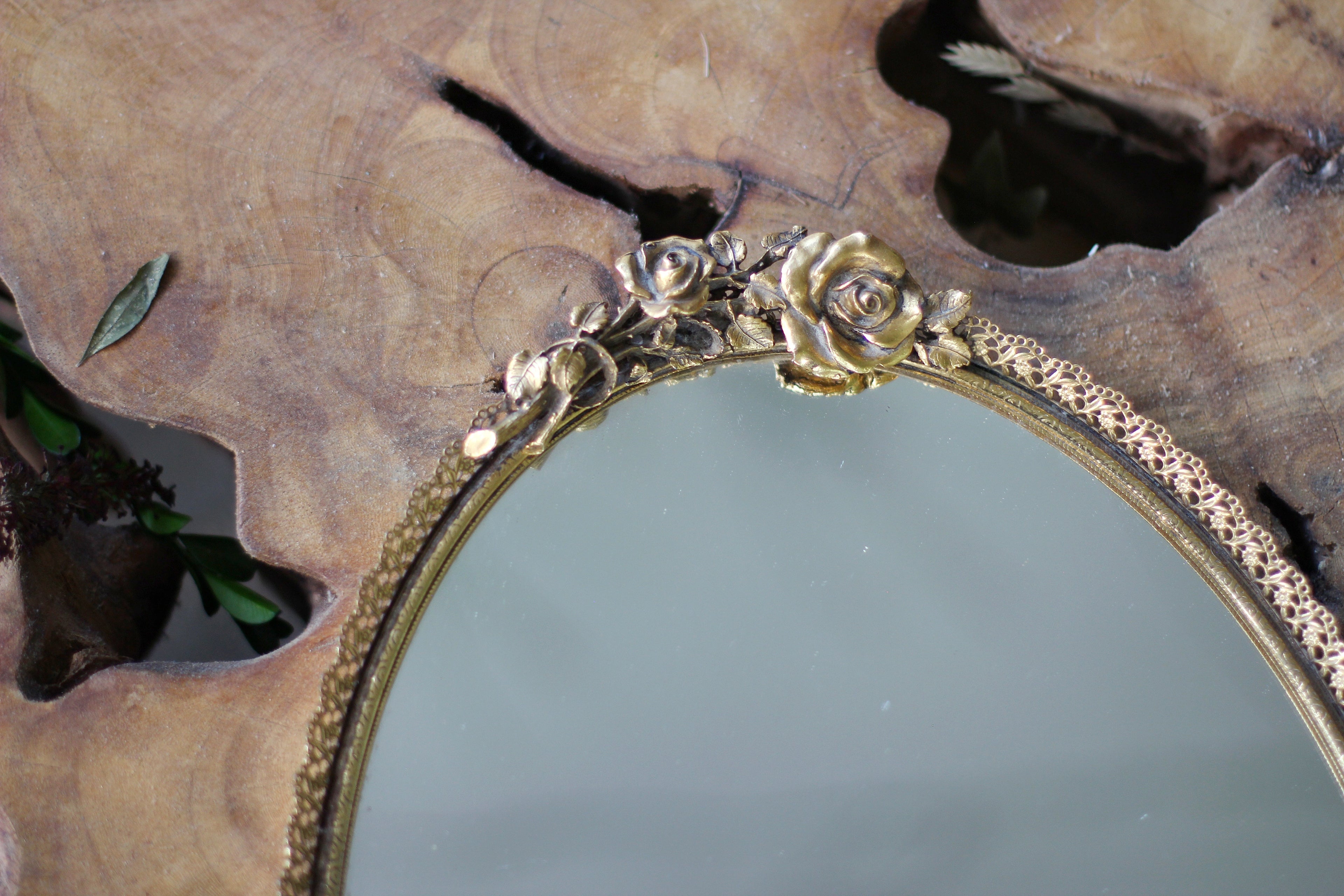 Antique Roses Mirror Tray