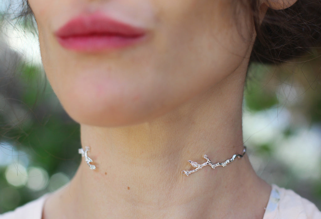 Rustic Branch with Crystals Choker