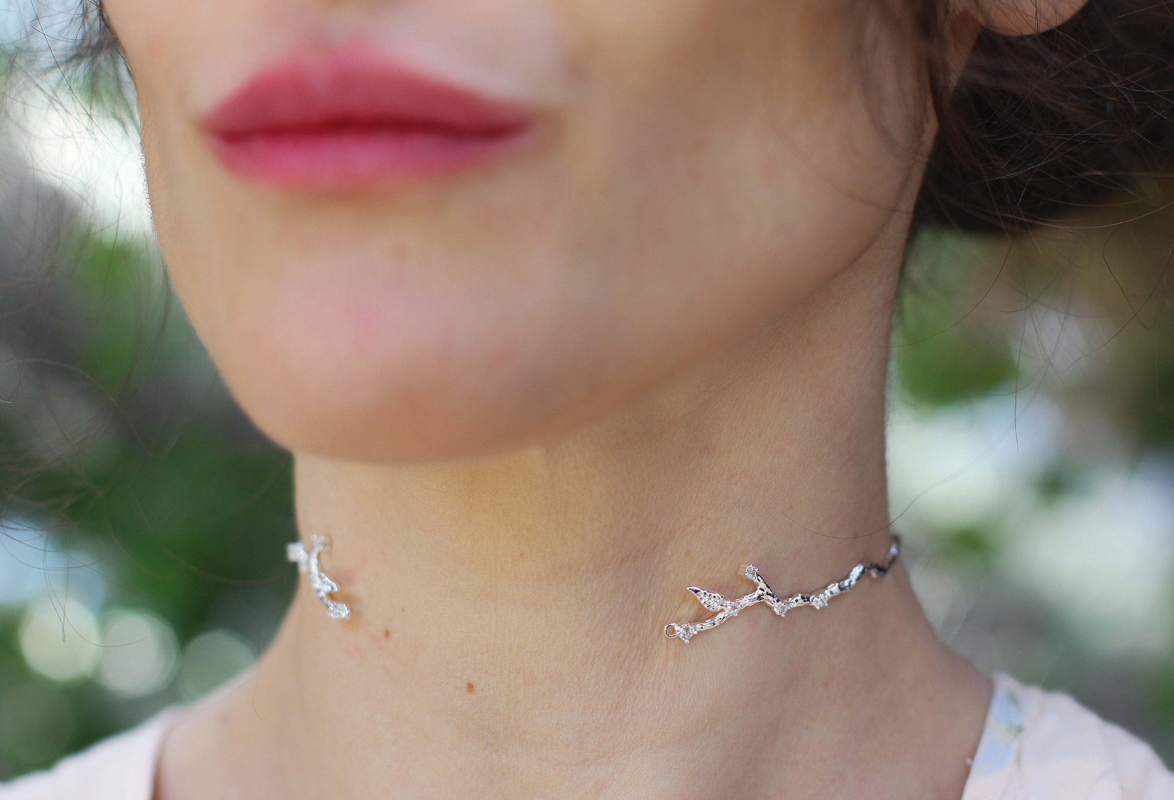 Rustic Branch with Crystals Choker