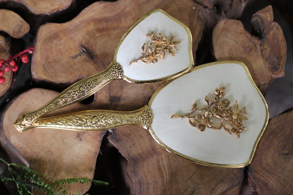 Antique Raised Dogwood & Birds Vanity Set