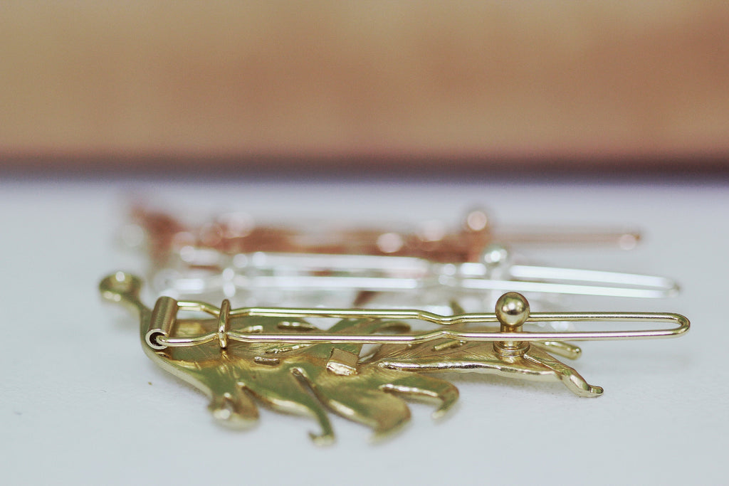 Swirly Feather Pearl Barrette