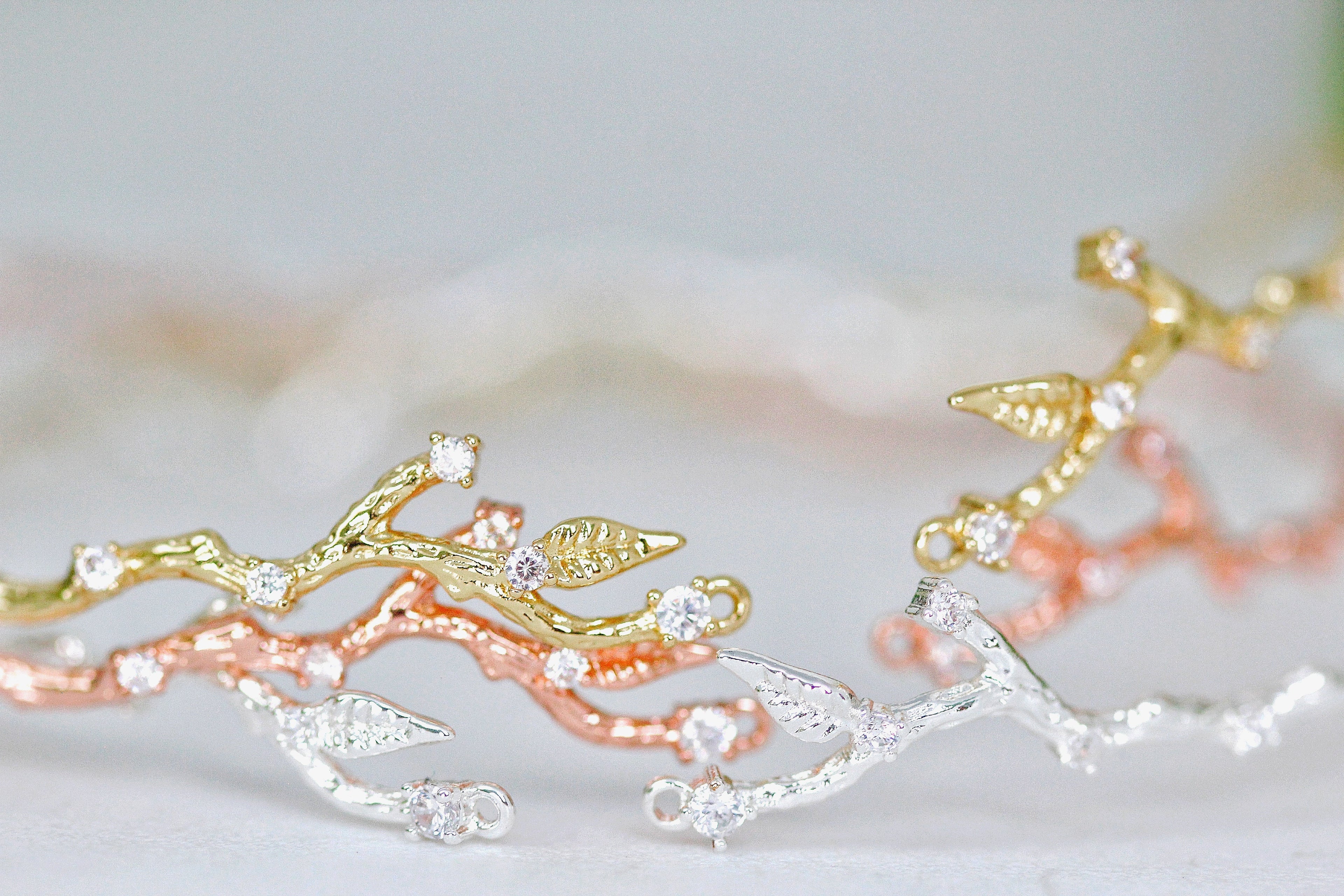 Rustic Branch with Crystals Armband