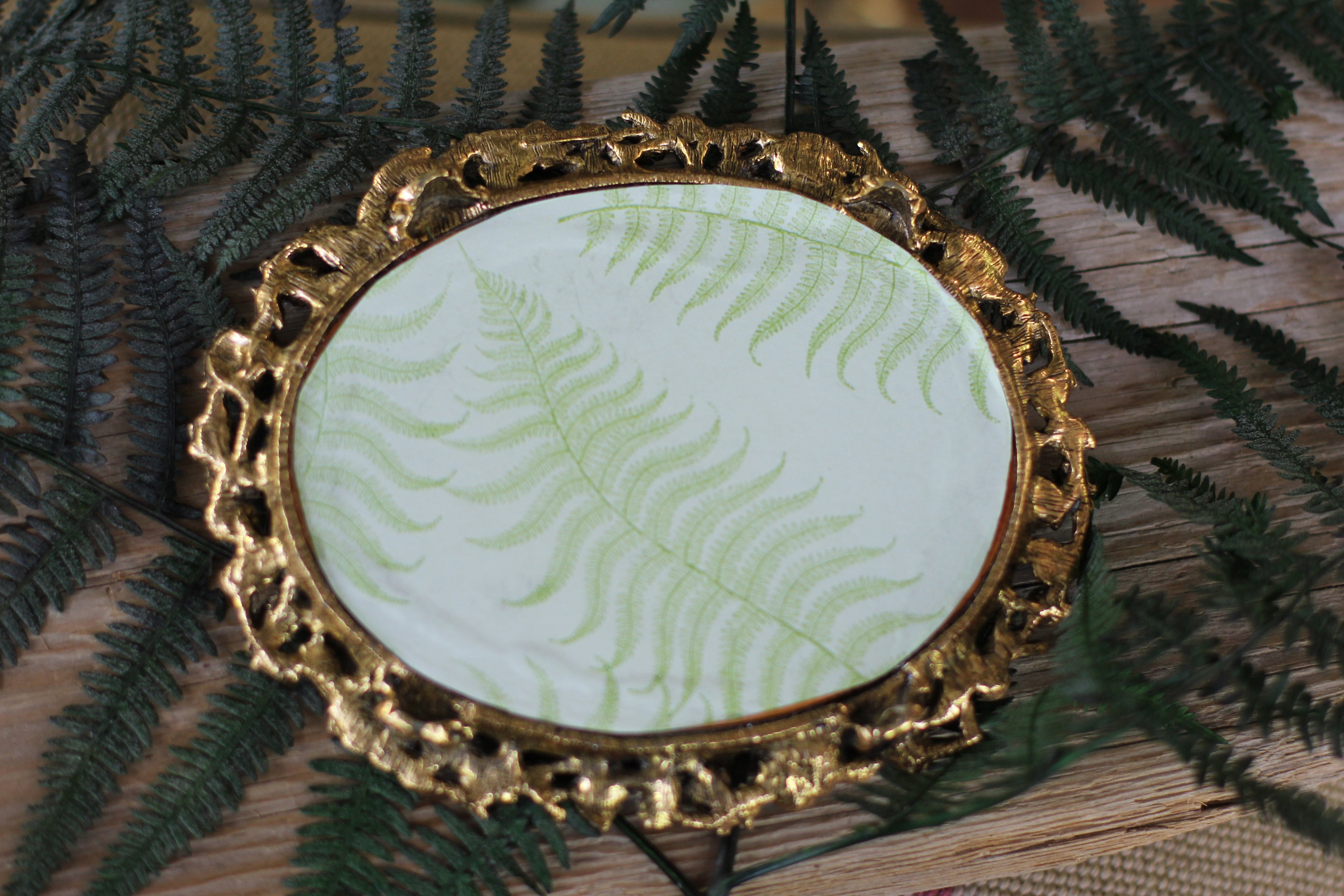 Antique Tiny Roses Matson Mirror Tray