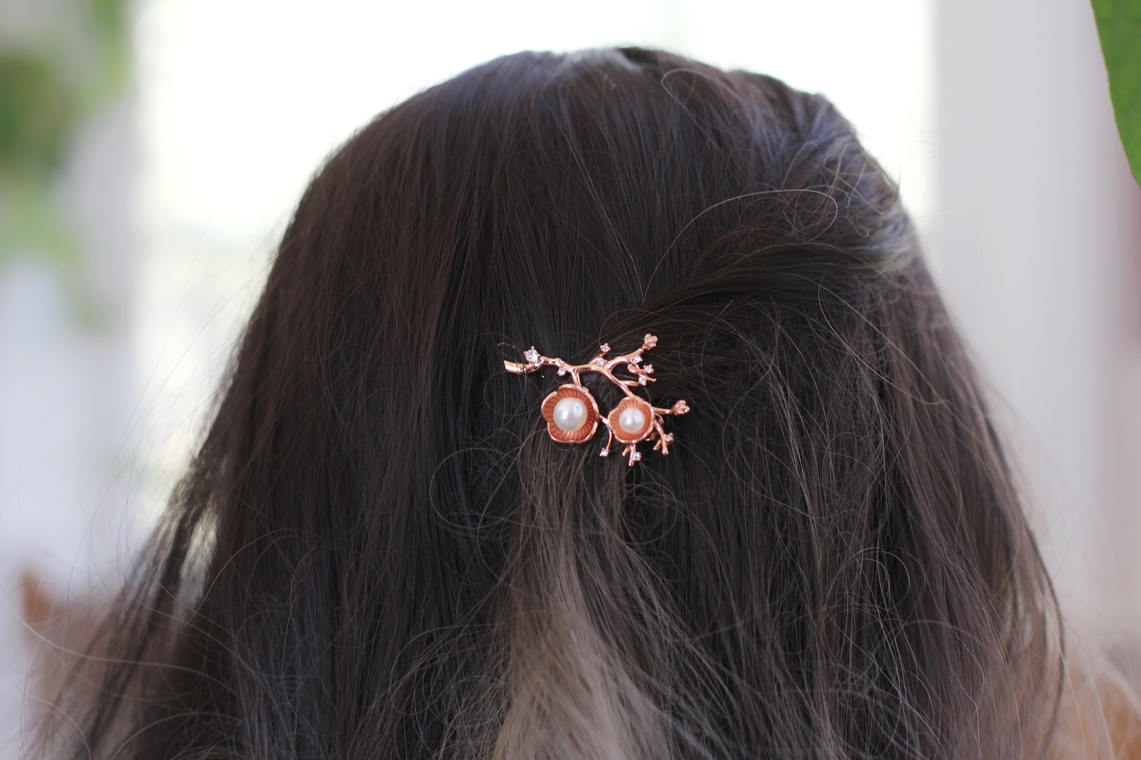 Hibiscus Flowers Pearls & Crystals Barrette