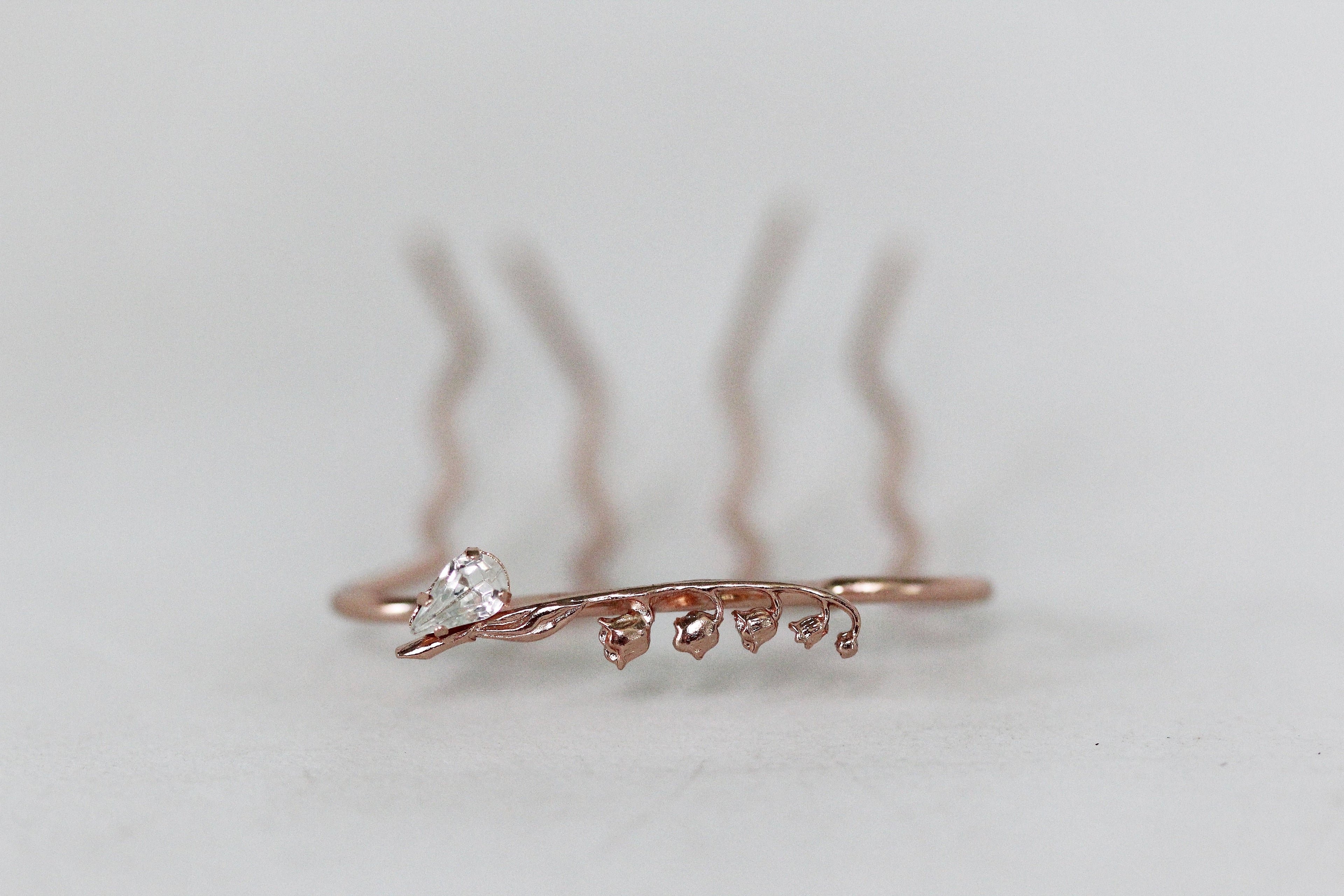 Dainty Crystal Lily of the Valley Floral Hair Prong