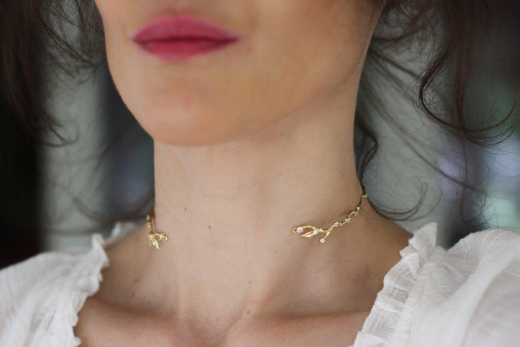 Rustic Branch with Crystals Choker