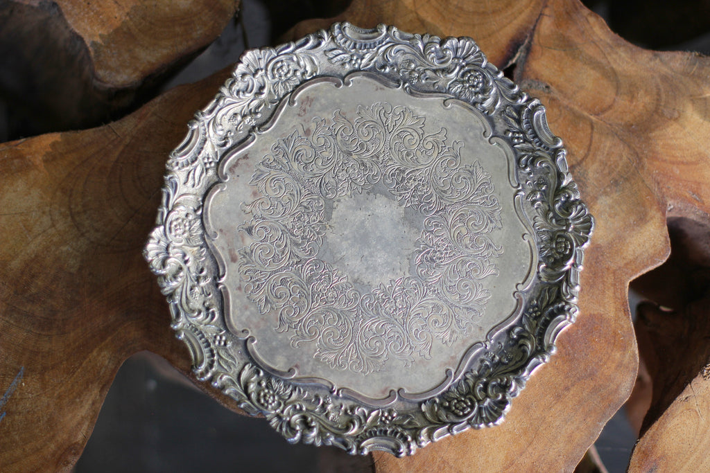 Antique Ornate Silver Claw feet Tray