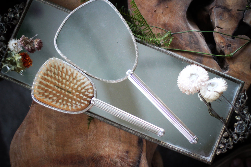 Antique Turquoise Floral Vanity Set