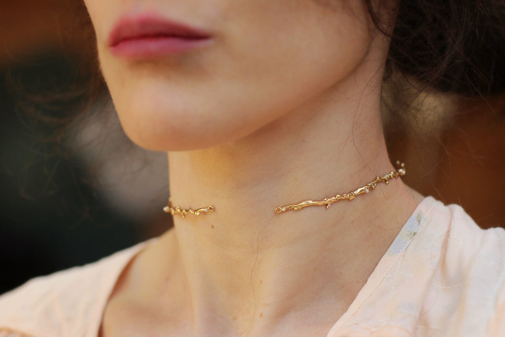 Rustic Branch with Seed Pearls Choker