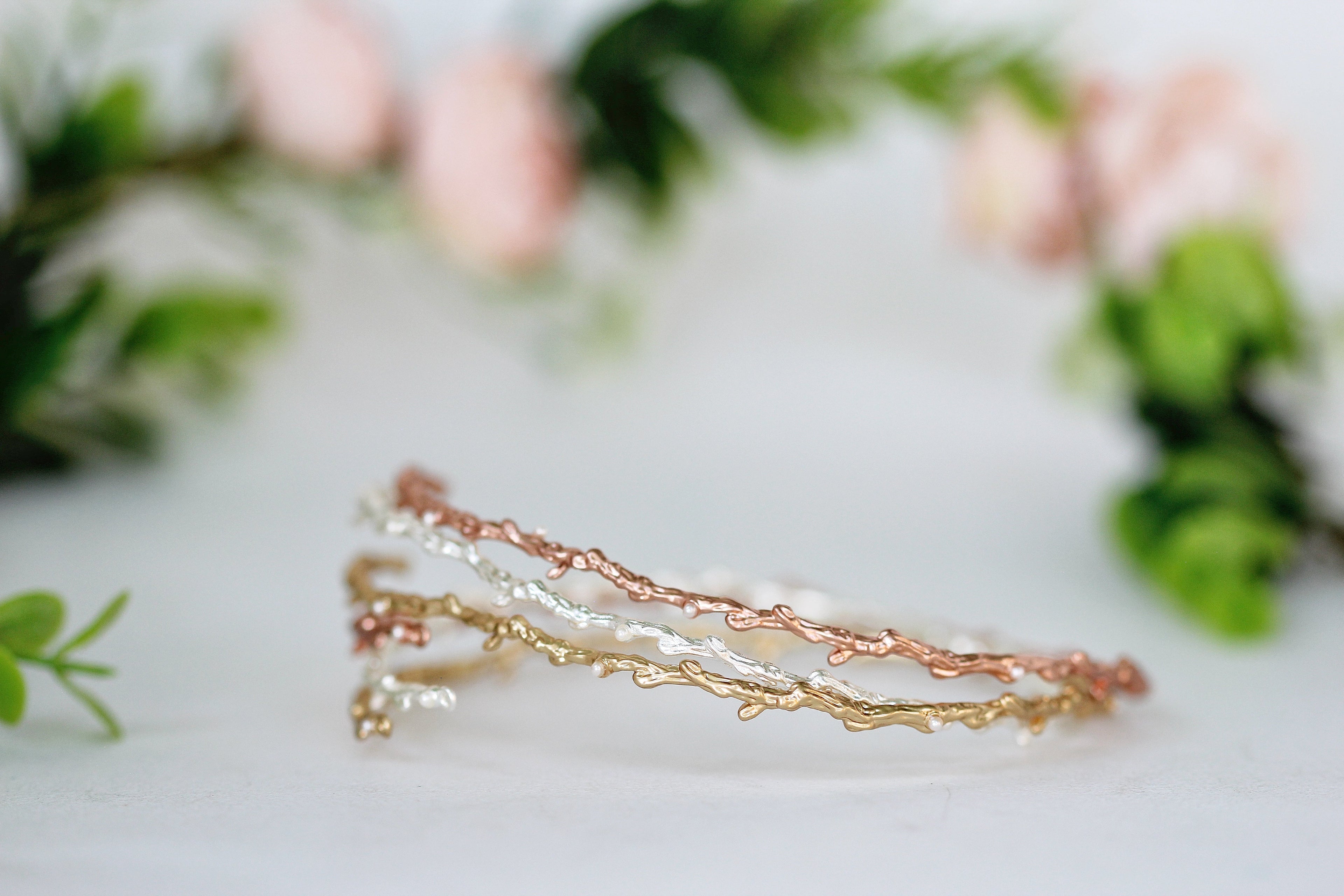 Rustic Branch with Seed Pearls Armband