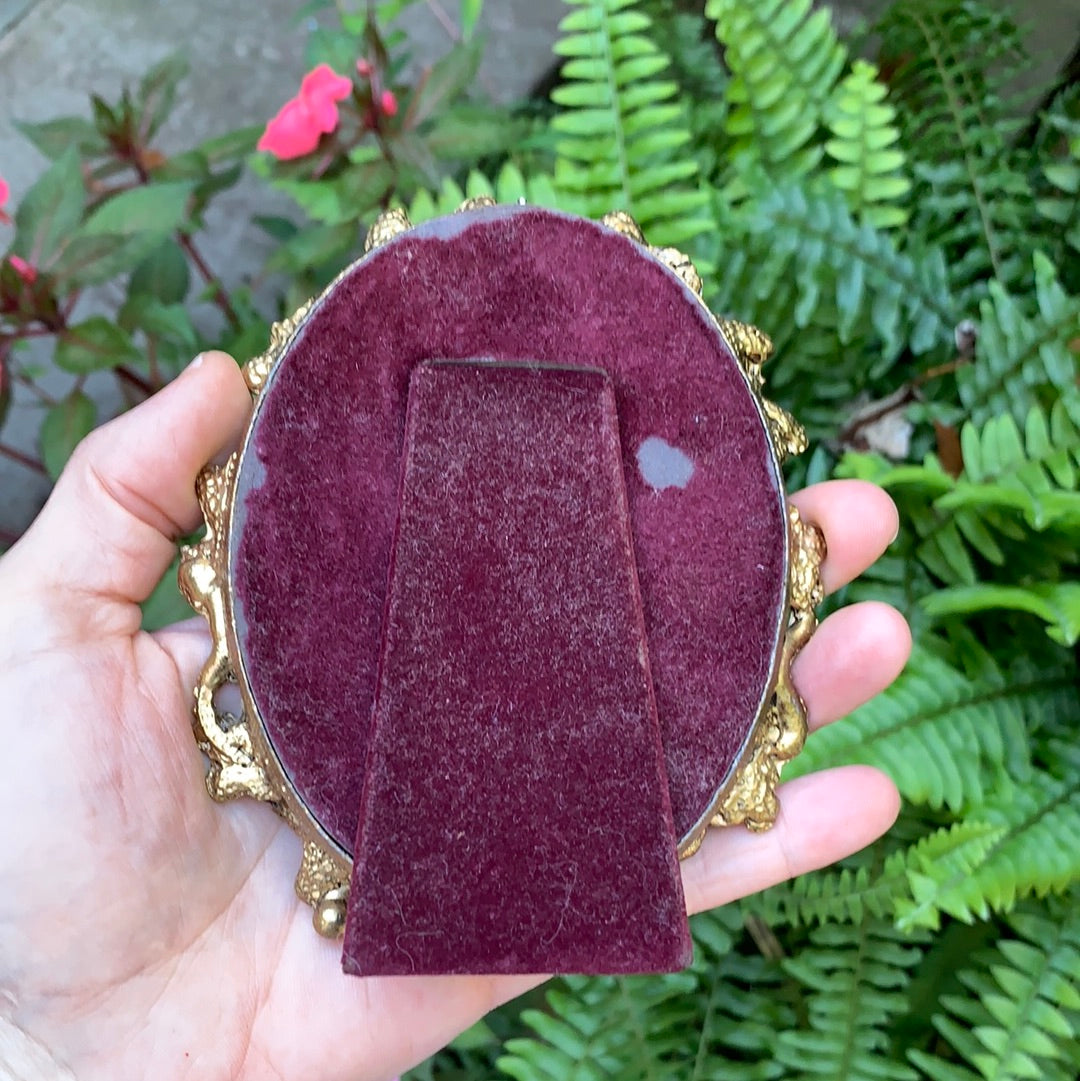 Antique Small Floral Dogwood Mirror Tray