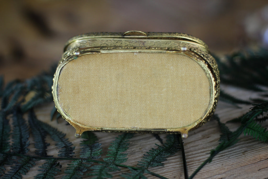 Antique Rare Amber Tinted Jewelry Box