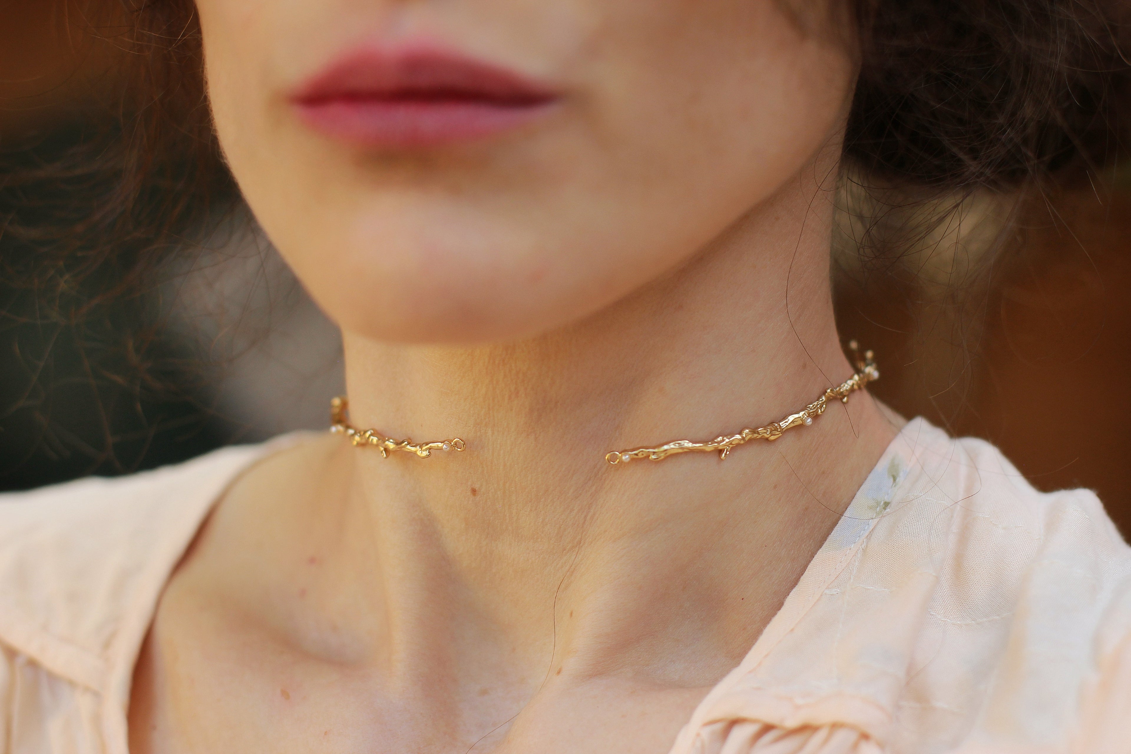 Rustic Branch with Seed Pearls Choker