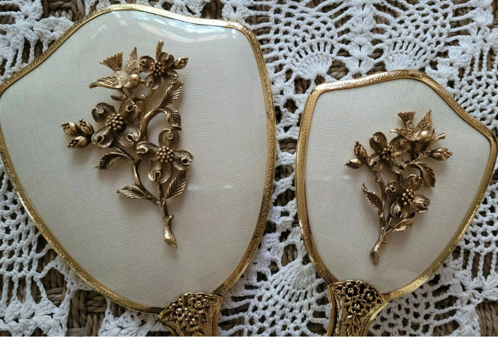 Antique Raised Dogwood & Birds Vanity Set