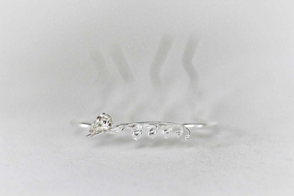 Dainty Crystal Lily of the Valley Floral Hair Prong