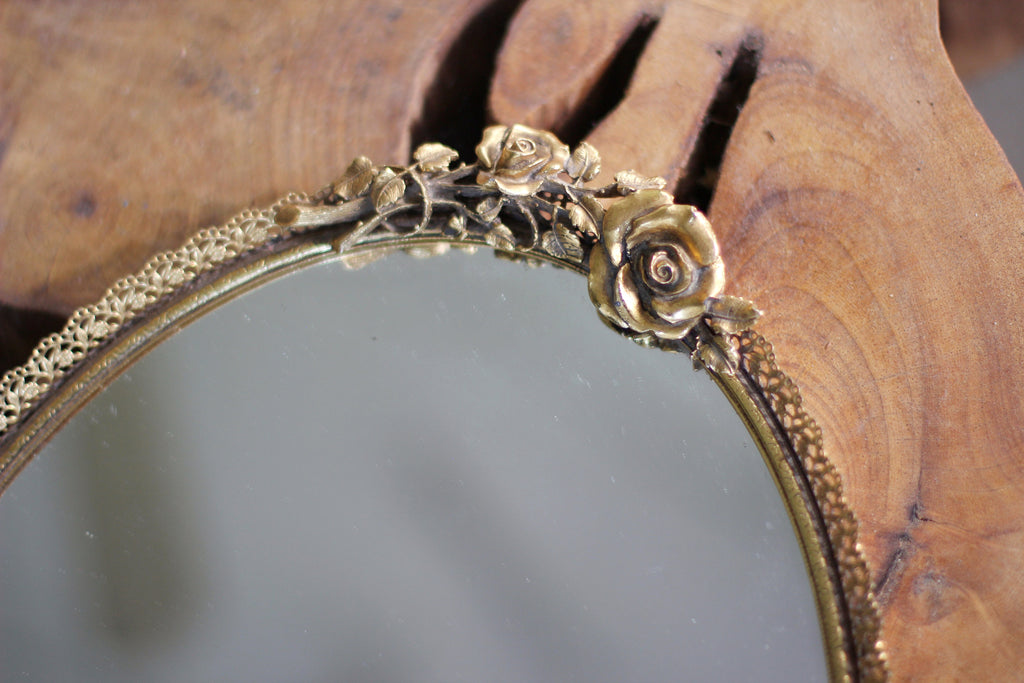 Antique Roses Mirror Tray