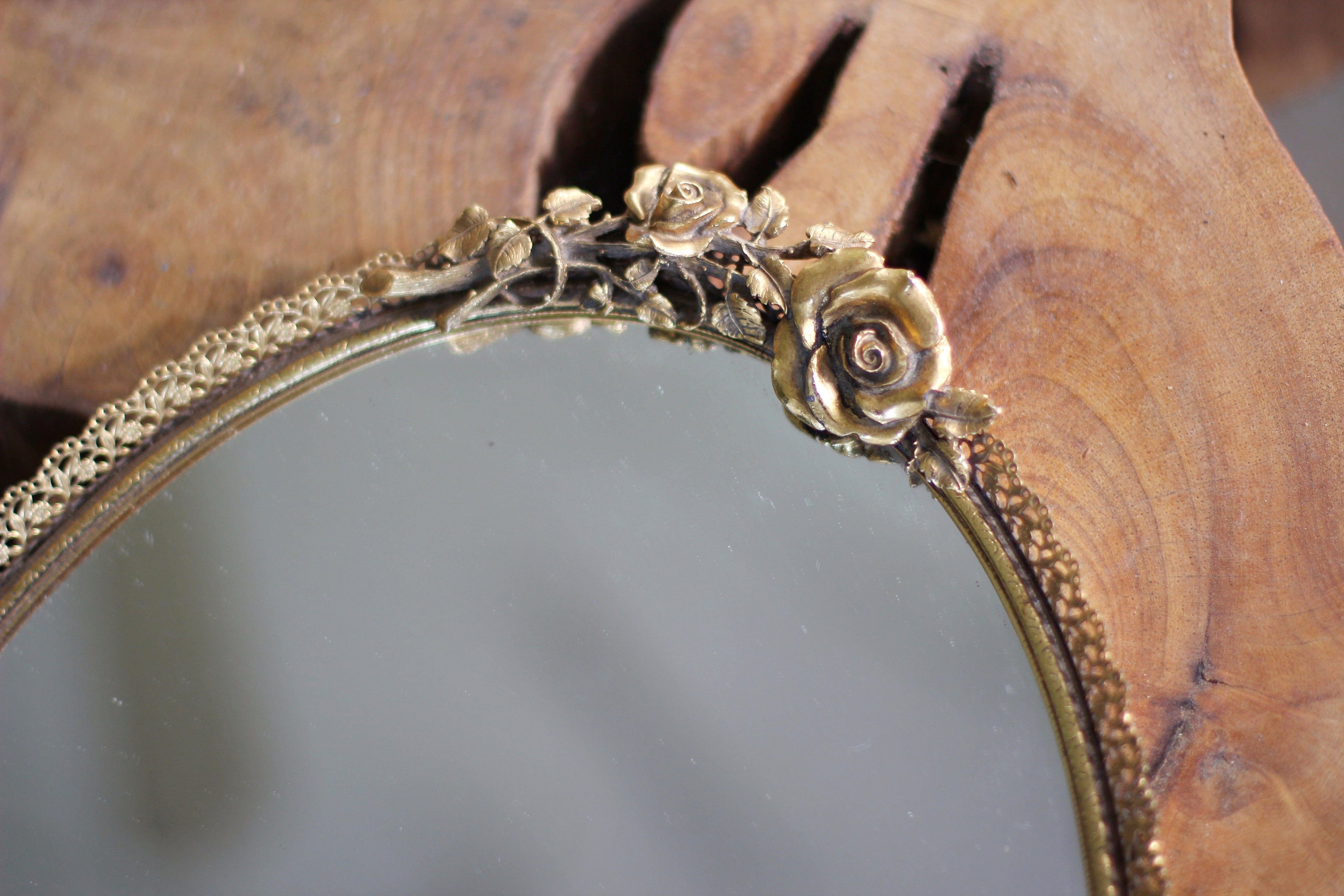 Antique Roses Mirror Tray